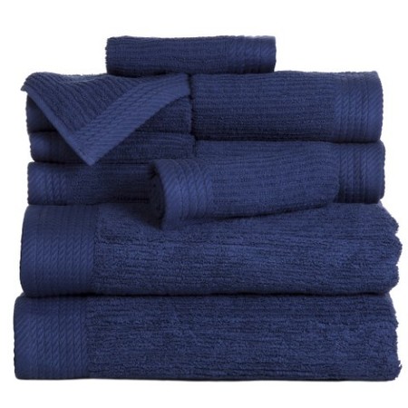 Hastings Home Hastings Home Ribbed 100 Percent Cotton 10 Piece Towel Set - Navy 517996WKQ